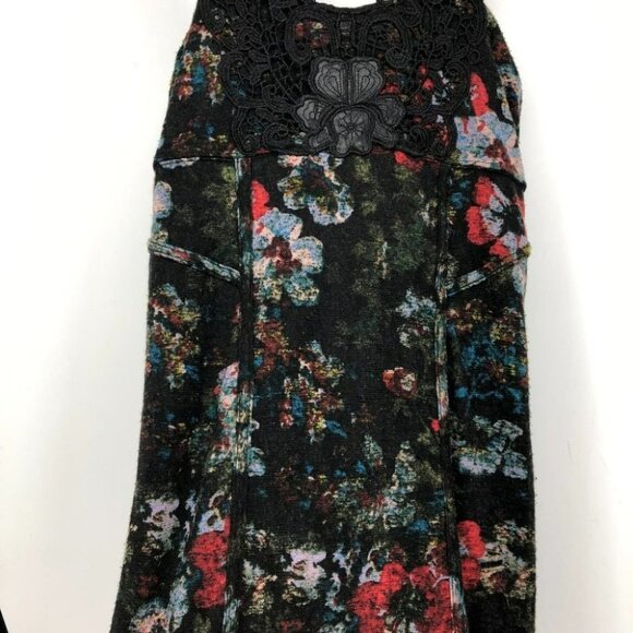 Free People Knockout bodycon black red floral lace crochet strap mini dress SP - Picture 9 of 16